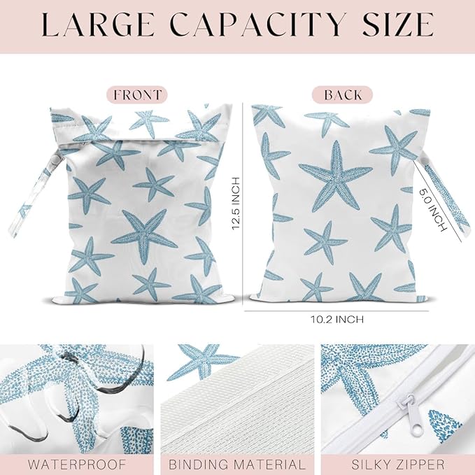 4 Pcs Wet Bag, Waterproof Wet Dry Bag, Aloha Bags Small Laundry Bag, for Swimsuit, Pool, Travel, Beach, Diapers, Dirty Yoga Gym Clothes, Makeup Bags for Travel, Tropical Palm Leaves Decor Jungle