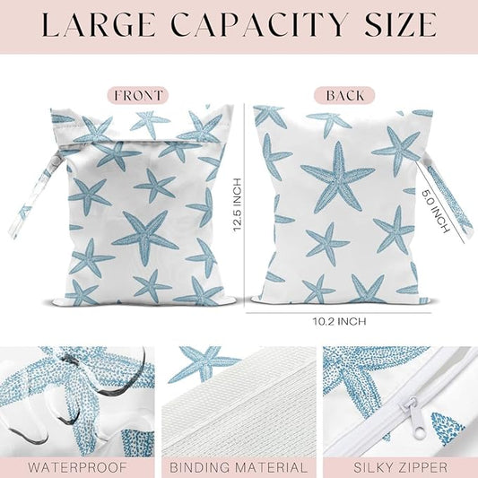 4 Pcs Wet Bag, Waterproof Wet Dry Bag, Aloha Bags Small Laundry Bag, for Swimsuit, Pool, Travel, Beach, Diapers, Dirty Yoga Gym Clothes, Makeup Bags for Travel, Tropical Palm Leaves Decor Jungle