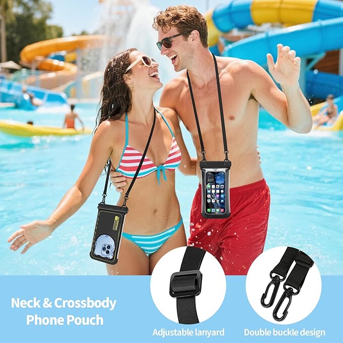 2 Pack Waterproof Phone Pouch, IP68 Waterproof Phone Cases Floating Up to 8.5" Phone, Underwater Waterproof Bags with Inner Pocket, Beach Vacation Essentials Water Park Essentials