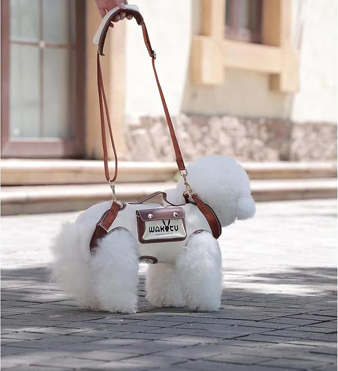 Wakytu Dog Lift Harness Dog Carrier VES Harness Adjustable Leash with Small Puppy Treat Bag,Fits Most Cars,S，4-8 LBS