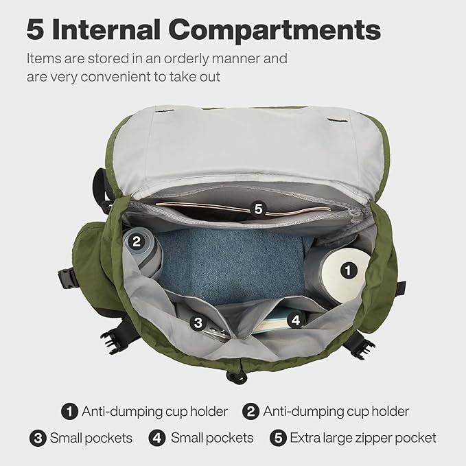 mixi Travel Backpack for Women Men, 18 Inch Carry On Laptop Backpack Flight Approved fits 16'' Laptop, Lightweight Waterproof Hiking Backpack Travel Outdoor Business Casual Daypack, Jungle Green