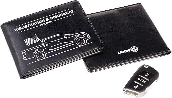CANOPUS Car Registration & Insurance Holder with Magnetic Closure, Vehicle Document Organizer, Auto Glove Box Wallet, Includes 2 EZ Pass Strip Sets – Truck