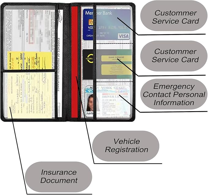 Leather Car Registration and Insurance Cards Holder, Vehicle Glove Box Car Organizer Documents License Compatible with American Skull Flag Auto Interior Accessories (FOR American Skull Flag B)