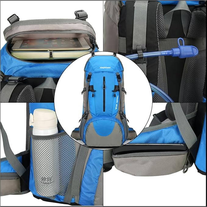 King'sGuard 70L Hiking Backpack with Rain Cover Lightweight Waterproof Travel Camping Backpack Large Backpacking Pack