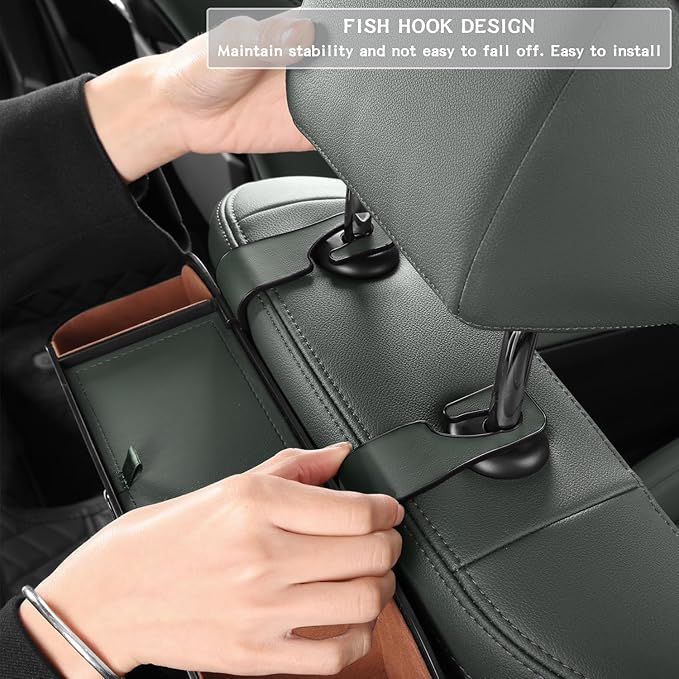 Car Seat Back Organizer - Stylish & Functional Storage for Family Adventures - Cup Holders, Tissue Box & Hooks - Perfect for Kids, Road Trips & Travel (Emeralds)