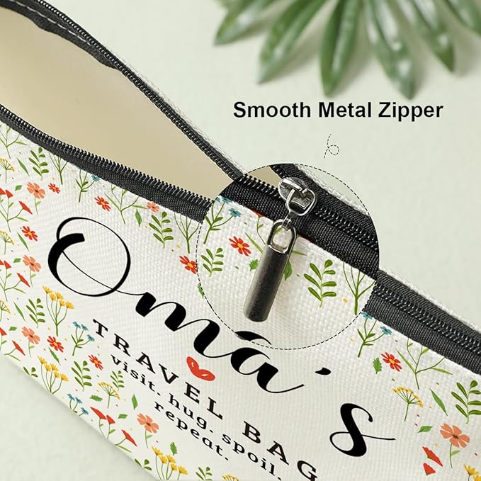 Oma's Travel Bag Mothers Day Makeup Bag Oma Grandma Gifts Grandma Birthday Gifts Funny Coloful Floral Cosmetic Bag for Women Nana Gigi Mimi Nanny Granny Chirstmas Appreciation Retirement Gifts