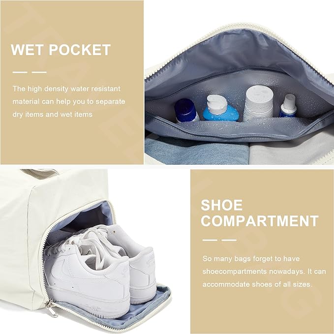 Small Gym Bag with Shoe Compartment, Workout Sport Duffle Bag for Women Travel, Waterproof Shoulder Overnight Bags Lightweight Carry on Tote Bags for Swim, Yoga, Dance