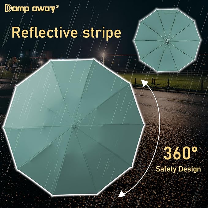 Windproof Travel Umbrella for Rain, Large Portable Reverse Folding Car Umbrella, Inverted Design, Compact Auto Open Close with Durable Waterproof Canopy, Fits Backpack/Women Men, 45.6 Inch