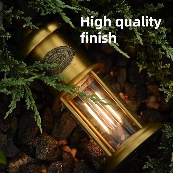 Metal Vintage LED Camping Lantern, 5200mAh Rechargeable Battery Last 12-430 Hours Camping Lamp, 3 Modes Hanging Lantern, Retro Camping Light for Courtyard Outdoor Decoration