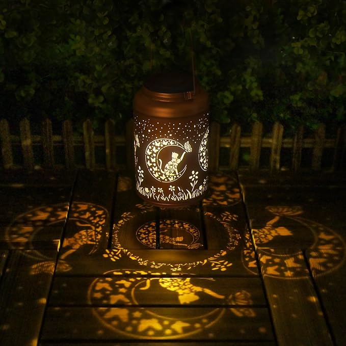 Christmas Decorations Gifts for Women Men Mom, 2 Pack Cat Solar Lights Outdoor Waterproof, Mothers Day Gifts Decoration Outside for Outdoor, Yard, Lawn, Balcony Garden Decor Solar Lantern