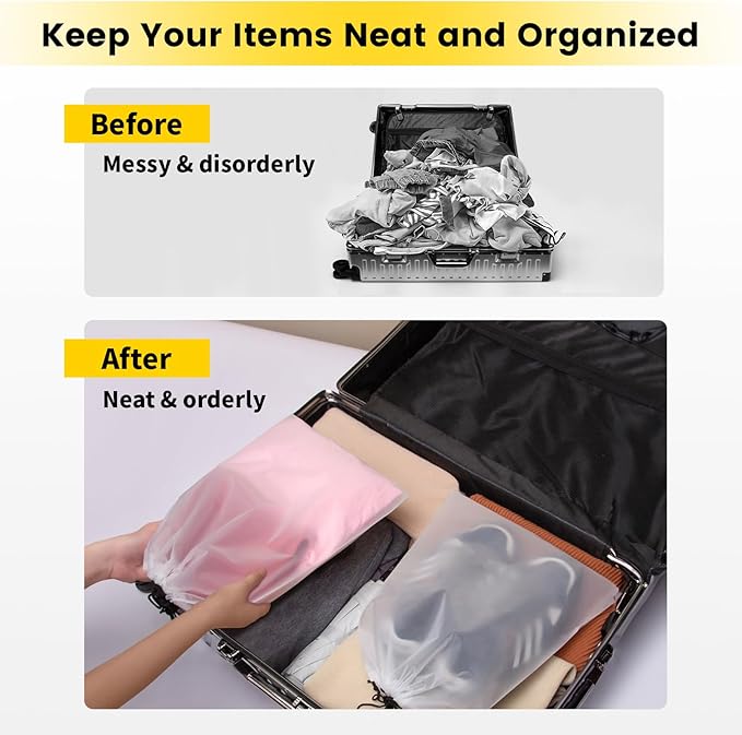 Vorspack Shoe Bags for Travel - 6 Pcs Transparent Drawstring Backpack Travel Shoe Bag Clear Drawstring Bag Large Shoe Organizer with Rope Travel Essentials for Men Women