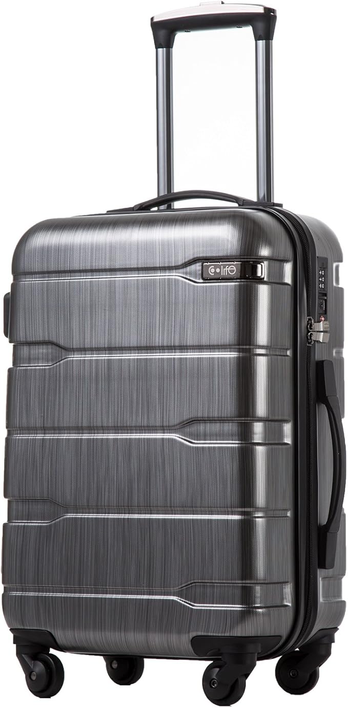 Coolife Luggage Expandable(only 28") Suitcase PC+ABS Spinner Built-In TSA lock 20in 24in 28in Carry on