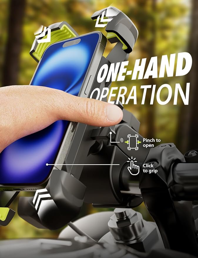 Bracketron Bike Phone Holder,[2025 Quick Release] Motorcycle Phone Mount,Phone Holder for Motorcycle Electric Bike,Scooter,Golf Cart,4 Point Shockproof Design for iPhone, Samsung, & Large Smartphones.