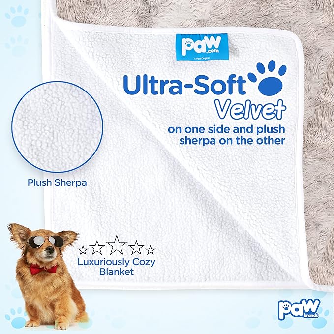 PupProtector Waterproof Throw Blanket for Dogs and Cats, Pet Blanket Cover for Couches, Sofas, Beds, Car Seats, Furniture, Calming Soft Faux Fur, Grey, Original (60" L x 50" W)