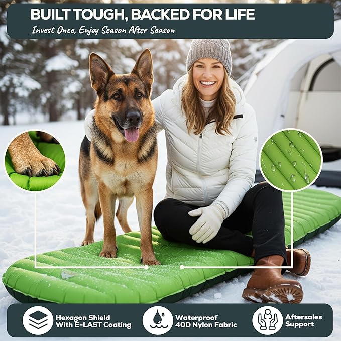 Gear Doctors ApolloAir 5.2 R-Value [25oz] Ultralight Insulated Inflatable Camping Sleeping Pad — Backpacking Sleeping Pad — Camping Mattress Compact Lightweight for Hiking—Air Mattress for Backpacking