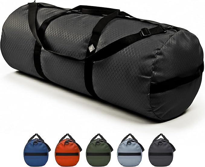Diamond Ripstop Duffle Bags, Ultra Tough & Tear Resistant, Reinforced Stitching, Weatherproof, Packable Foldable Duffle Bag for Traveling