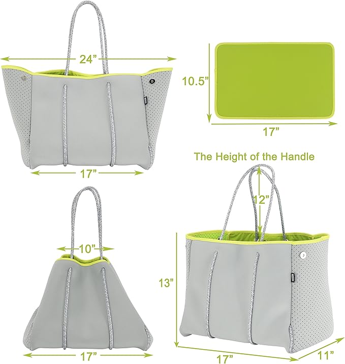 QOGiR Neoprene Multipurpose Beach Bag Tote with Inner Zipper Pocket … … … …