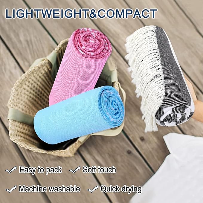 2 Pack Oversized 39 x 72 Turkish Beach Towels, Super Absorbent & Quick Dry, Sand Free, Lightweight Pool Towels for Adults, Travel Towel, Super Soft, Sand Resistant