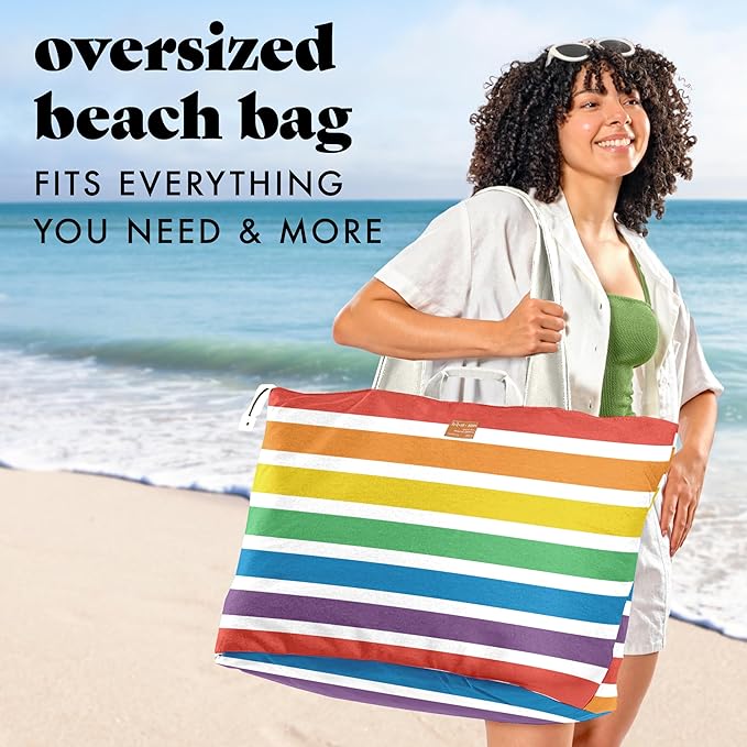 Fit & Fresh Large Beach Bag for Women - Extra Large Travel Tote With Pockets