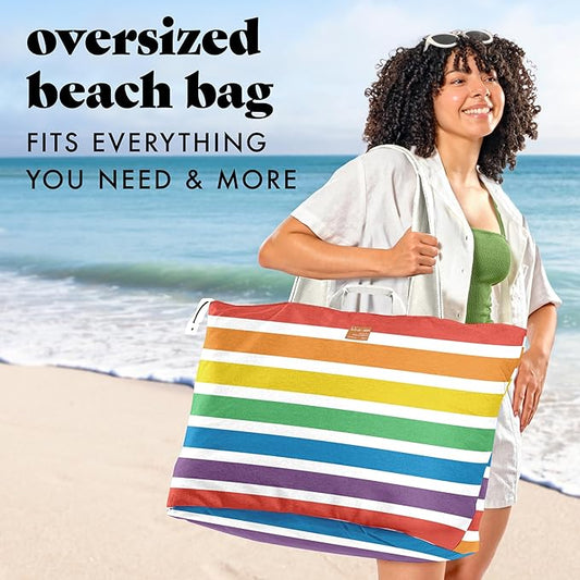 Fit & Fresh Large Beach Bag for Women - Extra Large Travel Tote With Pockets
