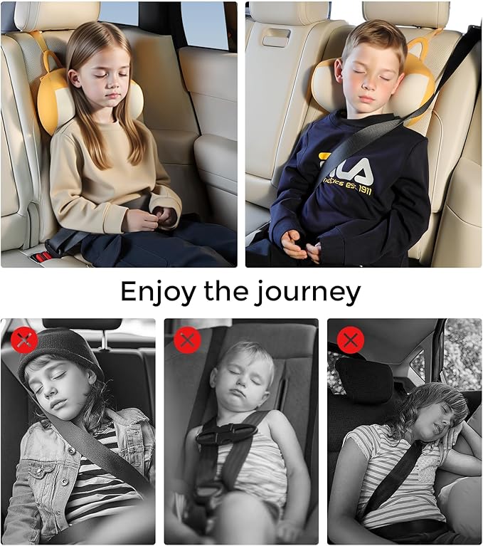 BEBAS Car Neck Pillow Travel - Adjustable Memory Foam Neck Support Pillow for Sleeping, Breathable & Machine Washable Cover, Soft Support for Adults & Kids - Corgi Dog Pattern Gift