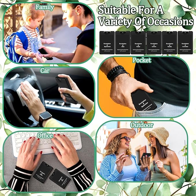 6 Pack Hand Sanitizer Spray Bulk Eucalyptus Travel Size Scented Hand Sanitizer Spray Mini Hydrating for Men Office Cleans Hands Coworker Staff Teacher Pocket Gifts
