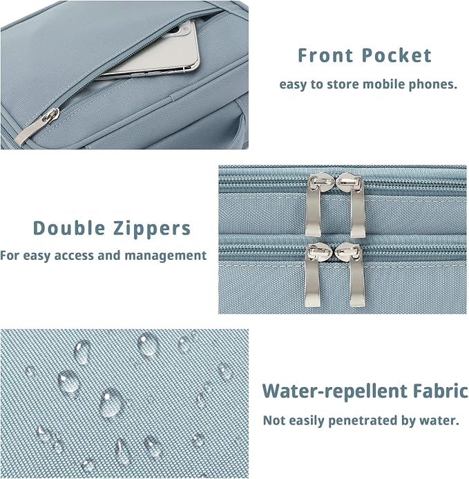 mygreen Electronics Travel Organizer, Watreproof Electronic Accessories Case Portable Double Layer Cable Storage Bag for Cord, Charger, Flash Drive, Phone, Ipad Mini, SD Card, Gifts for Him Grey