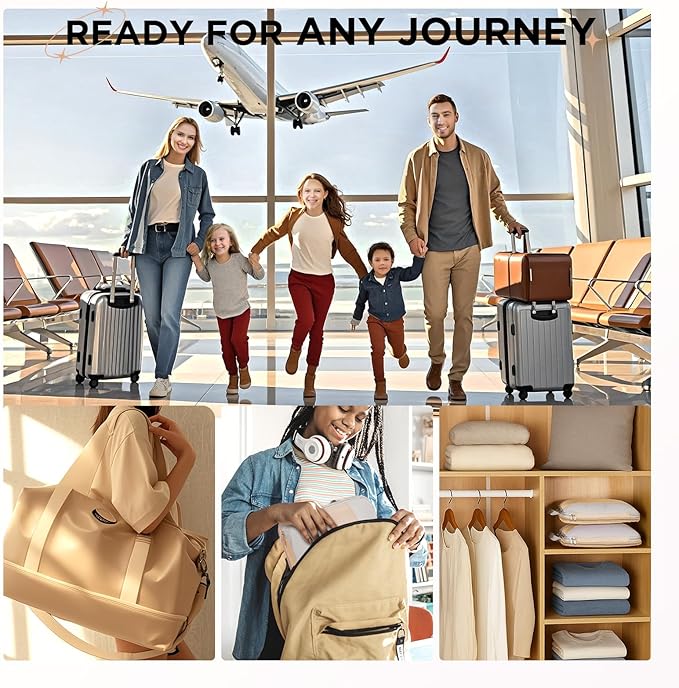 2 Set Compression Packing Cubes for Travel Essentials,Compressible Expandable Packing Cubes for Suitcase,OlarHike Luggage Organizer Bags for Travel,Handy Helper for Organizing Clothes(Beige)