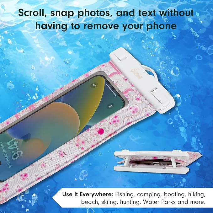Sonix Waterproof Phone Pouch - Floating Phone Case Dry Bag w/Crossbody Lanyard - Beach Cruise Travel Essentials - Compatible w/All Devices, Touchscreen Friendly | Patchwork Cottage