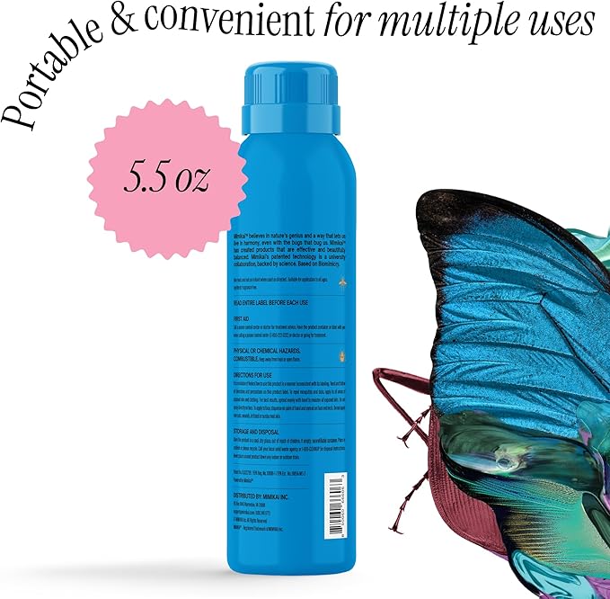 Mimikai Mosquito and Tick Repellent Spray, DEET-Free for Skin and Outdoor Use, Plant-Powered Skincare, 5.5oz