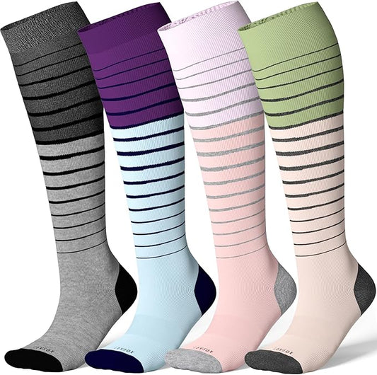 LEVSOX Viscose Made from Bamboo Compression Socks for Pregnant Women 20-30 mmHg Knee High Cute Mens Supports Socks for Travel