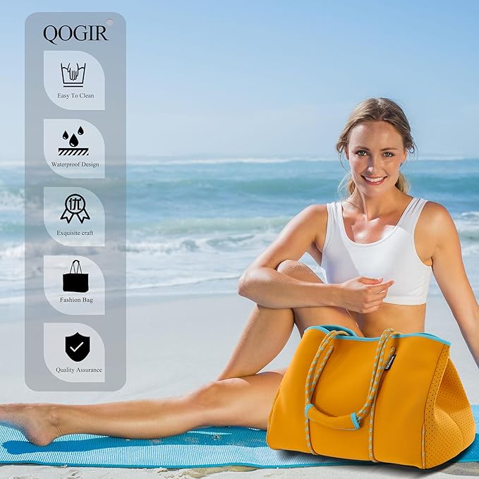 QOGiR Neoprene Multipurpose Beach Bag Tote with Inner Zipper Pocket … … … …