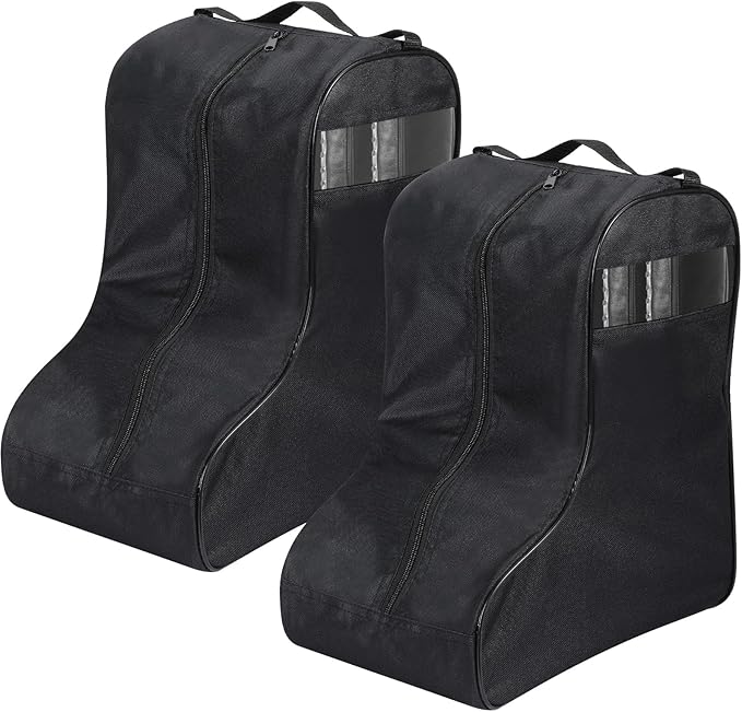 2 Pcs Boot Bags for Cowboy Boots Portable Storage Bag for Travel Long Tube Shoes Bags Men Tall Shoe with Handle for Home Travel (Black)