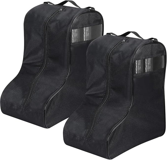 2 Pcs Boot Bags for Cowboy Boots Portable Storage Bag for Travel Long Tube Shoes Bags Men Tall Shoe with Handle for Home Travel (Black)