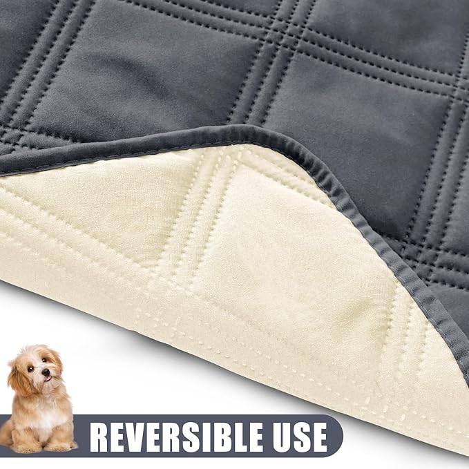Smiry Waterproof Dog Bed Cover Blanket 30x70, Soft Reversible Pet Blanket, Washable Leakproof Cats Dogs Couch Cover for Sofa, Couch, Lattice, Furniture, Dark Grey/Beige