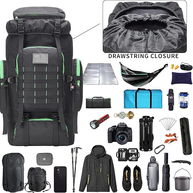 W WINTMING Hiking Backpack for Men 70L/100L Camping Backpack Military Rucksack Molle 3 Days Assault Pack for Climbing | Camping Backpack, 3 Days Assault Pack, for Climbing