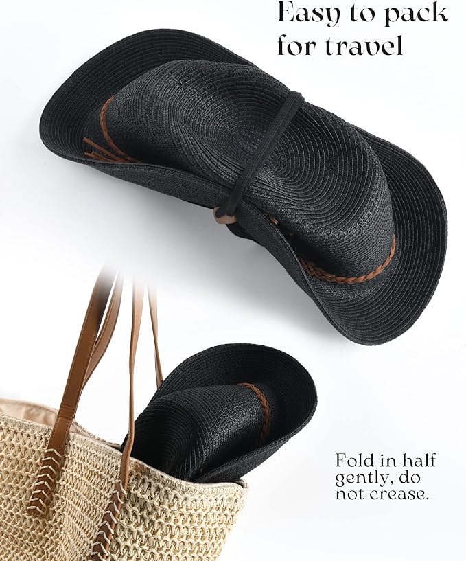 FURTALK Sun Hats for Women Summer Wide Brim UV UPF 80+ Panama Fedora Foldable Packable Straw Beach Hat