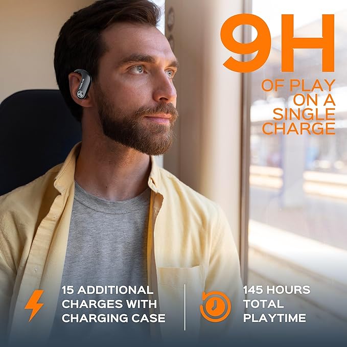 TREBLAB X3 Pro Wireless Ear Buds Bluetooth, 145H Long Battery Life Workout Headphones with Secure Ear Hooks, Bluetooth 5.3 Sport Over Ear Earbuds,Noise Isolation, IPX5 Sweatproof Earphones, 4 ENC Mics