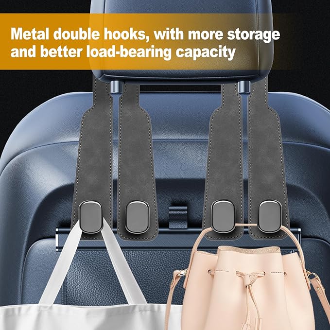 Car Purse Hook Purse Hook for Car Seats Headrest Car Seat Hooks,Heavy Duty Vehicle Organizer for Handbags, Groceries, Purses, Keep Car Tidy (Gray, 2 Pack)