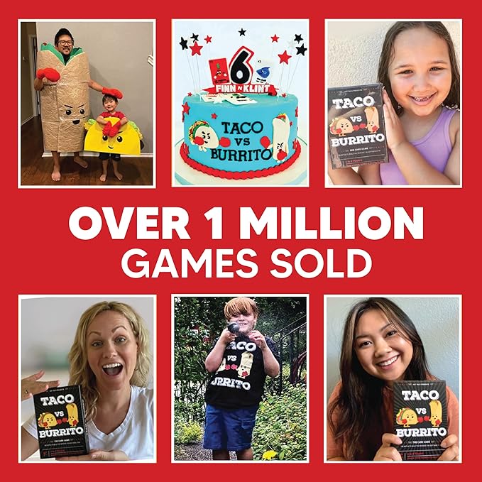 Taco vs Burrito - The Wildly Popular Surprisingly Strategic Card Game Created by a 7 Year Old - 5 Ways to Play - a Family-Friendly Party Game for Kids, Teens & Adults