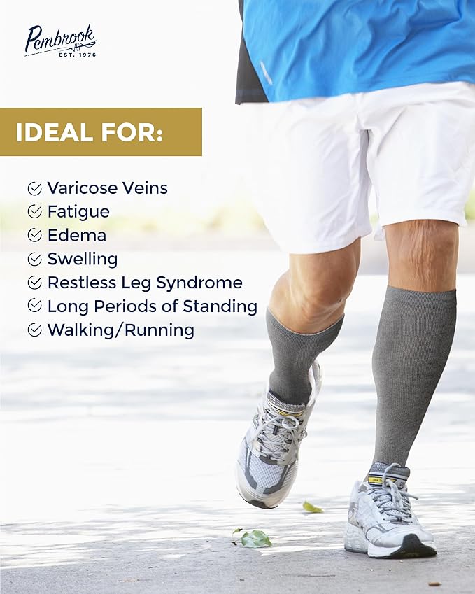 Pembrook Light Compression Socks for Men - 6 Pairs | 8-15 mmHg Graduated Compression Socks for Men 9-12 | Support Socks