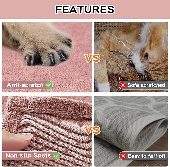 MEETSKY Couch Cover for 3 Cushion Sofa Washable, Cat Scratch Proof Sofa Covers, Furniture Protector L Shape Sofa Slipcovers Soft Sectional Couch Covers for Dogs, 71" x 134", Pink