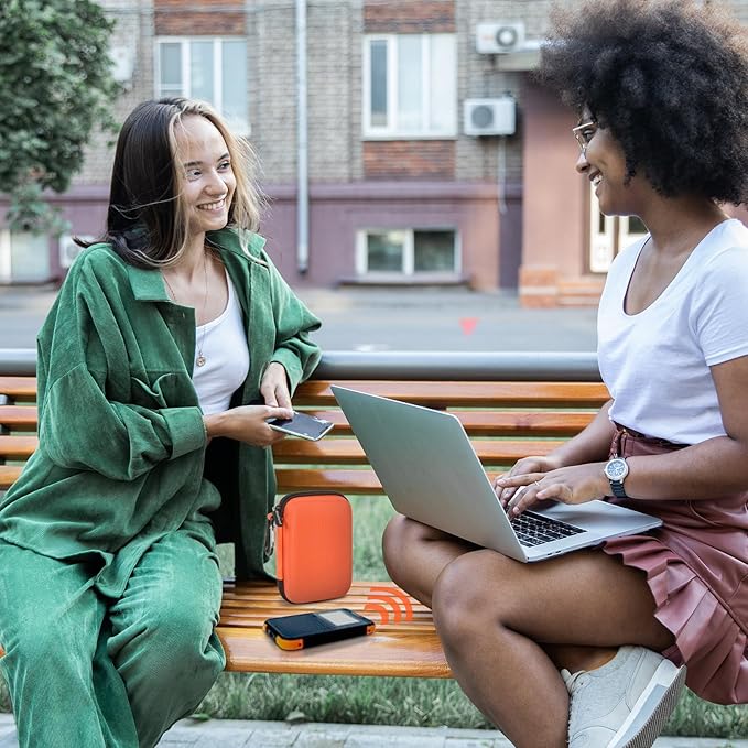 Hard Case Compatible with SIMO Solis 5G/ for Pro 5G WiFi Mobile Hotspot, Travel Router for Hotel WiFi Storage Holder Bag with Mesh Pocket for Charger USB Cable & Accessories (Box Only)- Orange