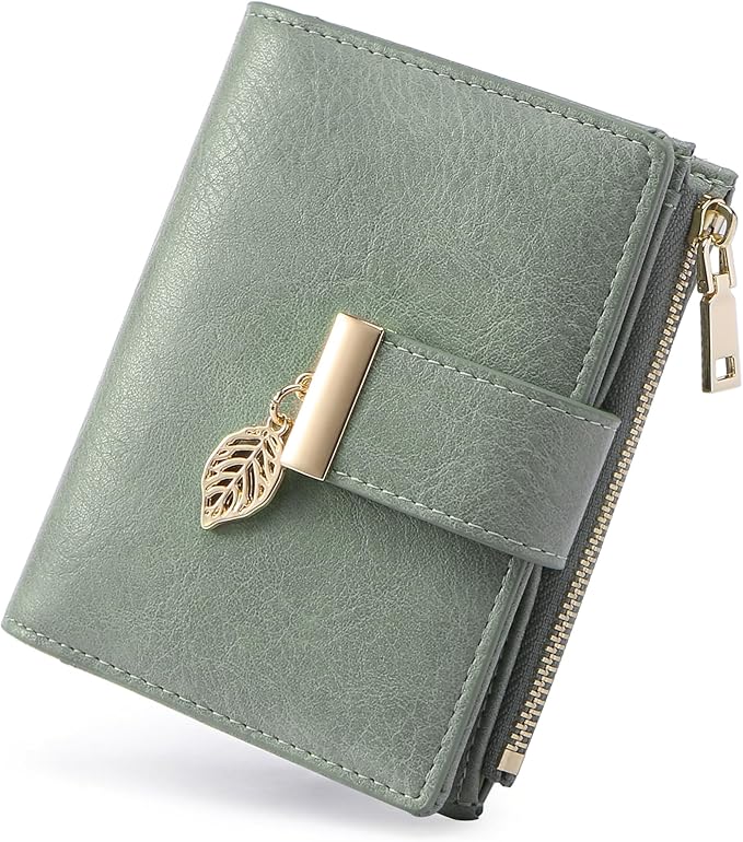 yiijay Small Wallet Women RFID Blocking Leather Bifold Wallet Credit Card Holder for Women Ladies Compact Wallet Mini Purse With Zipper Pocket