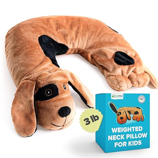 LakiKid Shoulder Wrap for Kids – Travel Pillow for Flights, Car Rides, & Adventures, Soft & Cuddly Neck Pillow Airplane for Kids Made of Polyester in an Adorable Beagle Design, Travel Fidget Toy