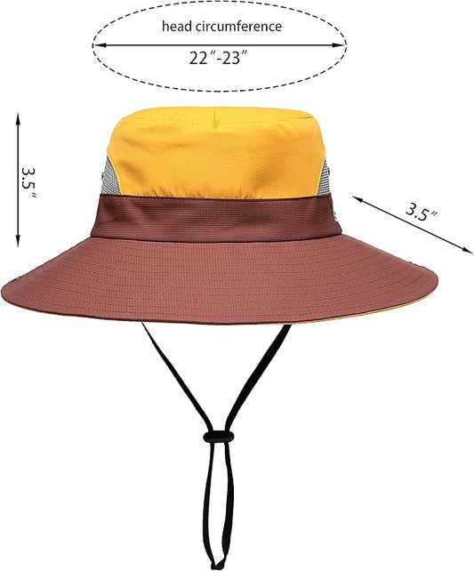 Womens Summer Sun Hat Beach Hat Wide Brim Outdoor UV Protection Hat Foldable Cool Mesh Ponytail Bucket Hat