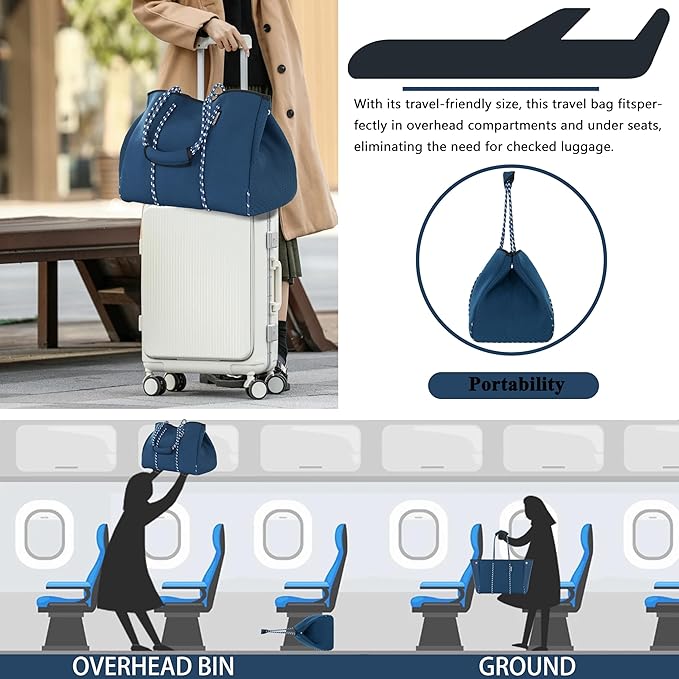 QOGiR Neoprene Multipurpose Beach Bag Tote with Inner Zipper Pocket … … … …