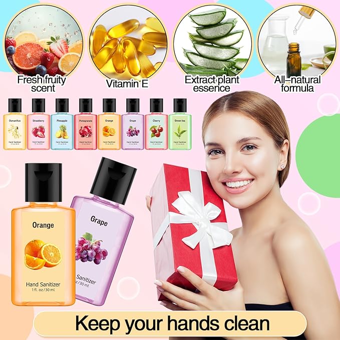 Frienda 24 Pcs Mini Hand Sanitizers Bulk Travel Size 1 Fl oz Scented Hand Sanitizer Pocket for Christmas Stocking Stuffers Women Men Nurse Coworker Teacher Office Gifts Homeless Care Package Supplies