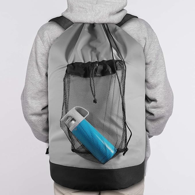 Dalykate Backpack Laundry Bag, Laundry Backpack with Shoulder Straps and Mesh Pocket Durable Nylon Clothes Hamper Bag with Drawstring Closure for College, Travel, Laundromat, Apartment