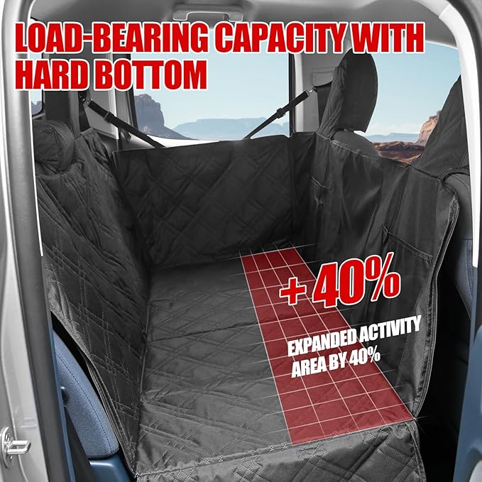 Mabett Dog Seat Covers for Ford Maverick 2025 2024 2023 2022 Accessories, Back Seat Hammock Extender for Pets Include Door Sides and Headrests Protection-Hard Bottom Support 600D Oxford Cloth